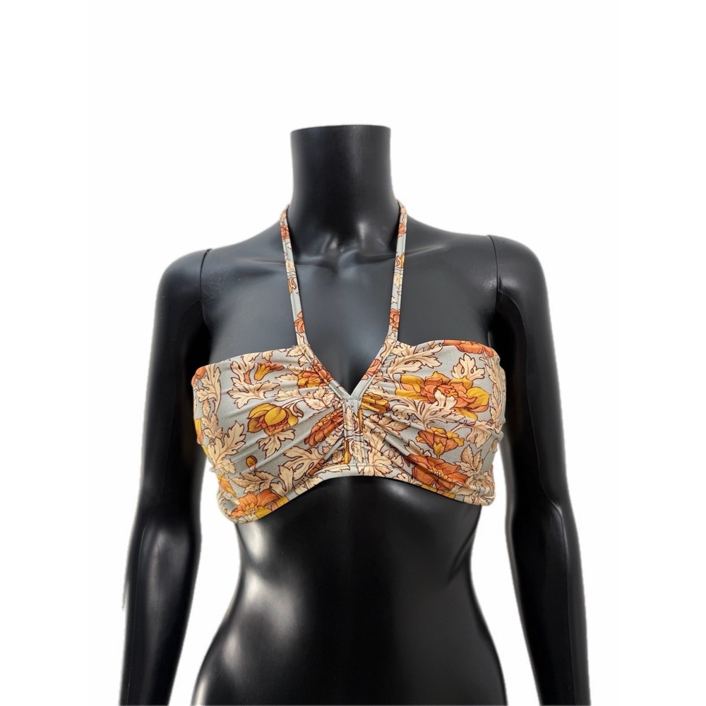 Zimmermann Floral‎ Halter Bikini Top Bandeau Ruched Resortwear Boho – Size 1